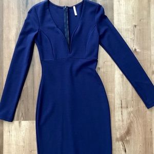 Navy Blue Long sleeve midi dress